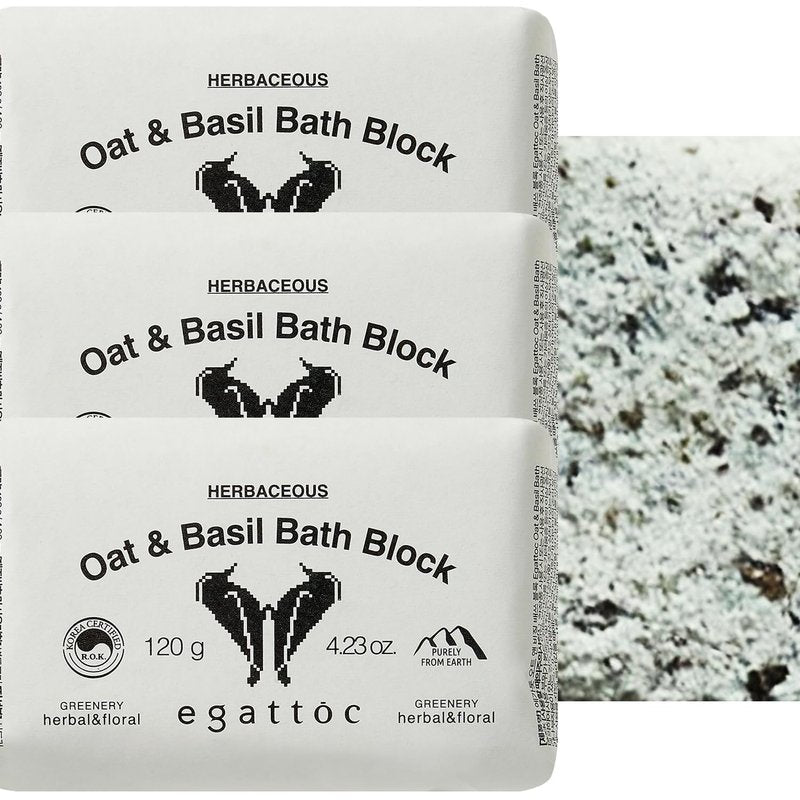 Egattoc Bath Bombs for Women, Pack of 3, Oat & Basil Bath Fizzies with Essential Oils & Sea Salt, Moisturizing Bath Block for Dry Skin Relief, Natural Aromatherapy Home Spa Gift, Green Citrus Scent