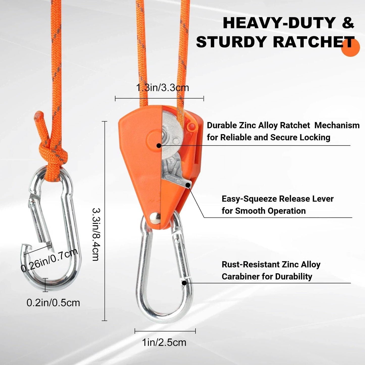 Longer 14ft Retractable Paracord Rope Tie Down Ratchet Strap Small Straps Mini Rope Cam Lock Tent Canopy Tie Down Adjustable Outdoor Windproof Tightener Tensioner Hanger Grow Light 4 Pack 1/8""