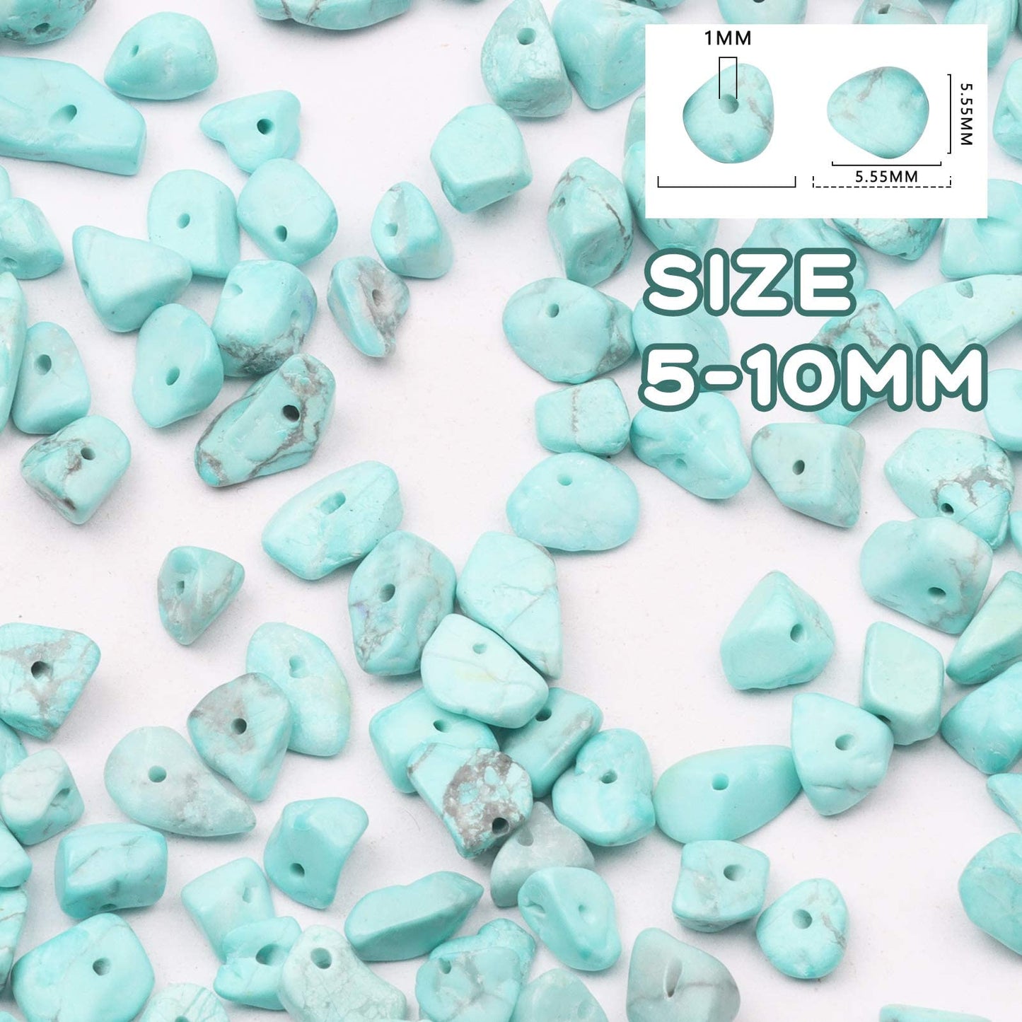 500 pcs Natural Chip Stone Beads Multicolor 5 mm to 8 mm Irregular Gemstone Healing Crystal Loose Rocks Bead Hole Drilled DIY for Bracelet Necklace Earrings Jewelry Making Craft