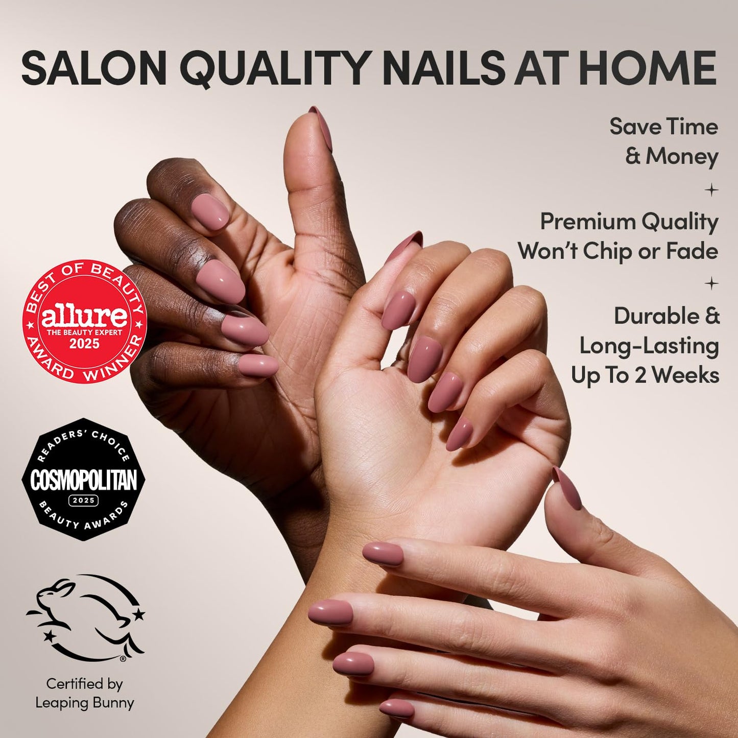 Glamnetic Press-On Nails Bundle - Mauve Obsession & Fall Mauve | 2 Muted Purple Fake Nails in Short Almond & Short Oval | Durable, Salon-Quality Nail Kits