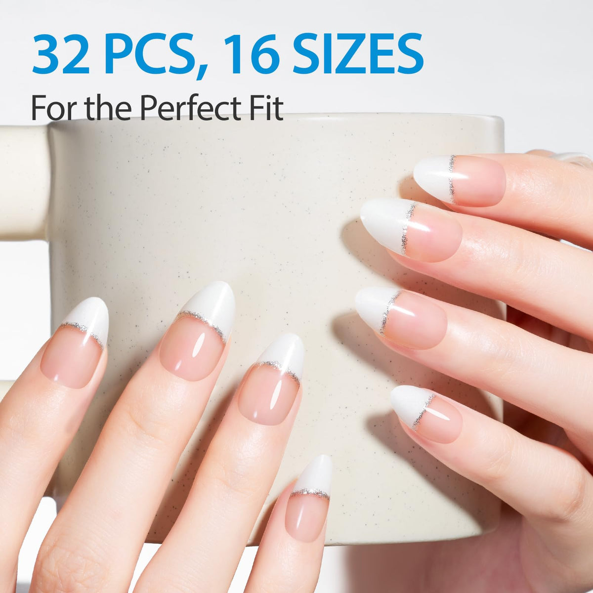 Makartt Semi Cured Gel Nail Strips Kit 2 Packs – Real Gel, Hema & TPO Free, 16 Sizes Anti-Lift Design, UV Required, Long Wear, Dual-Ended Tool & Prep Kit (White French Tip)