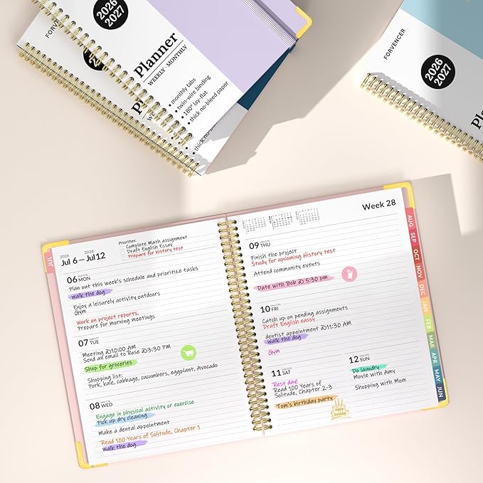Forvencer Academic Planner 2026-2027, July 2026-June 2027 Weekly & Monthly Hardcover Calendar Planner, 8.5" X 11", Daily Agenda Book, School Office Notebook College Teacher Student Organizer A4, Blue