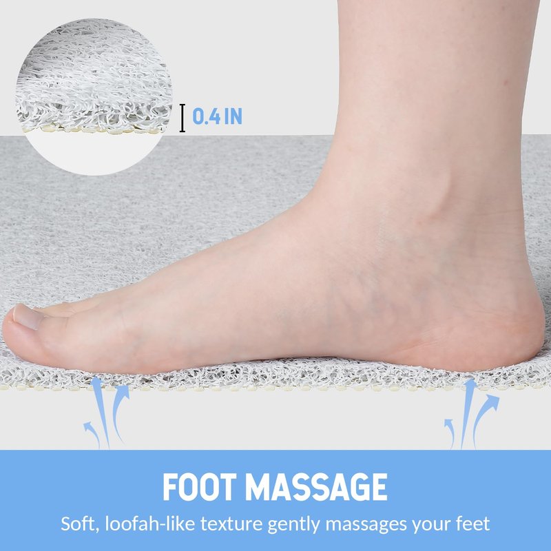 Hargiis Non-Slip Bathtub Mat, 2 Pack Anti Slip Shower Mat, Fast Drying Bathtub Mats, Foot Scrubber Mat, Anti Slip Mat for Tub, Floor, Bathroom, Kitchen, Home, Hotel (White 24"×16"+24"×16")