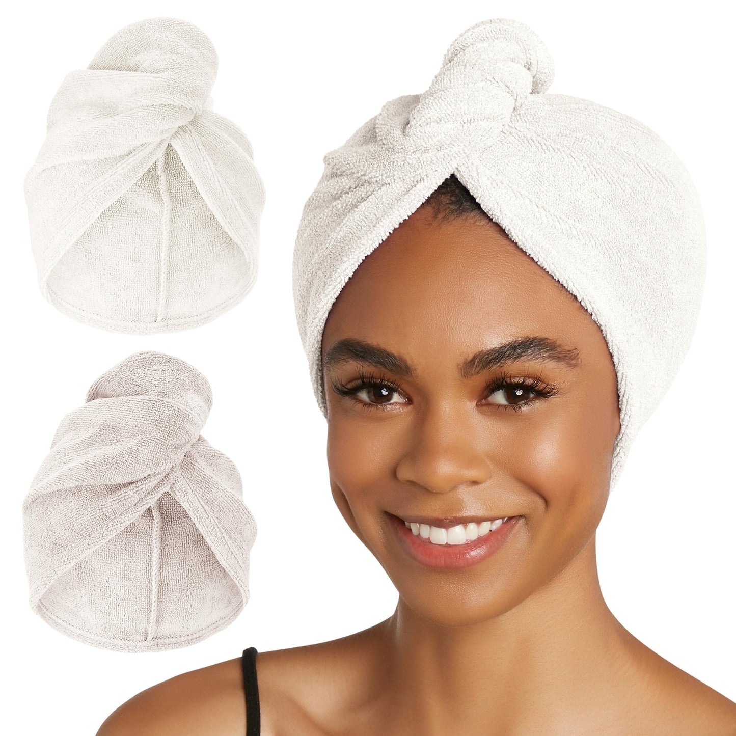 Turbie Twist 2-Pack Microfiber Hair Towel for Beauty, Travel, Gifting - Hair Wrap Turban for Straight, Wavy & Curly Hair - Premium Personal Care - Green & Red
