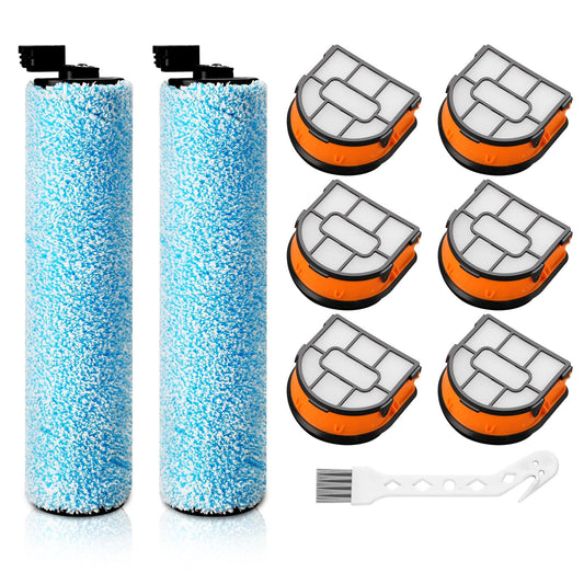 WD161 Roller and Filter For Shark HydroVac MessMaster Wet Dry Vacuum Cleaner WD161 WD261 AW261 (2 Brush 6 Foam Filter Kit)