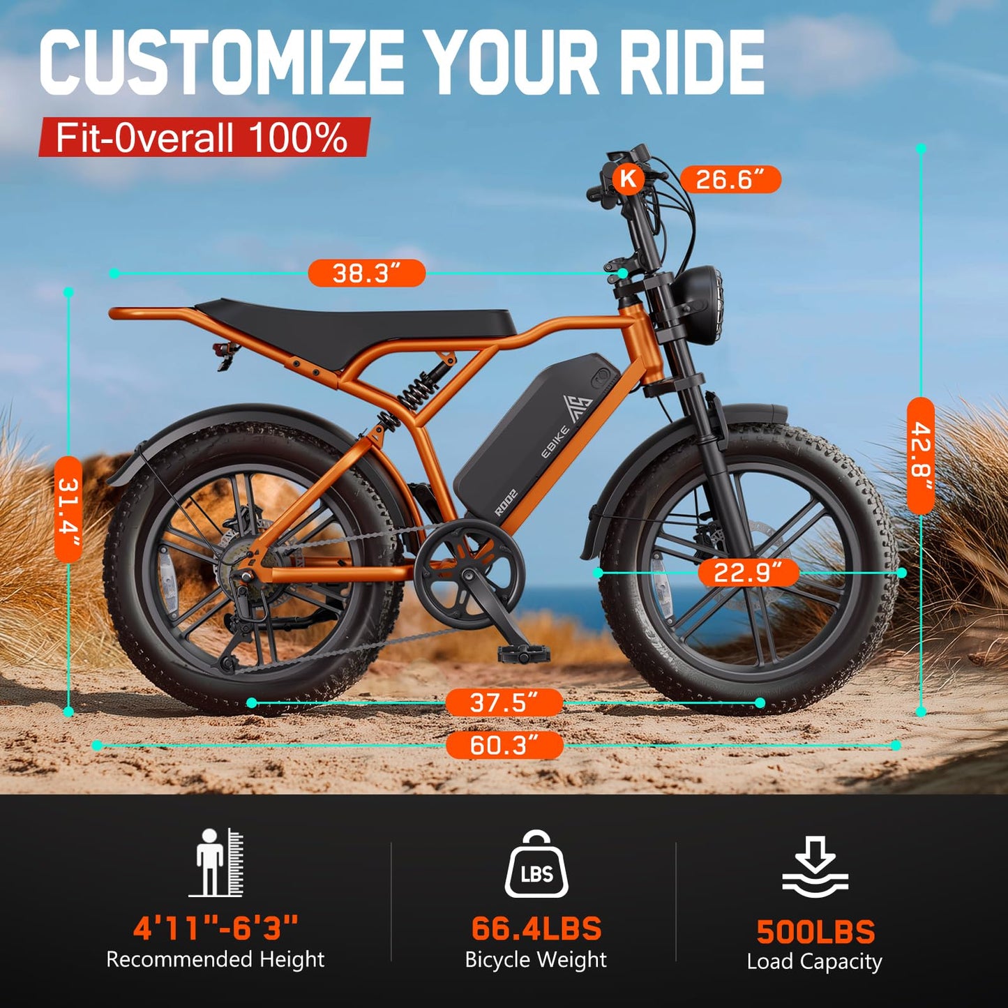 TST Electric Bike for Adults 1500W Peak 20" Fat Tire All-Terrain E-Bike 60 Miles 28 MPH Electric Dirt Bike - 48V 15 AH Battery Tested to UL 2849 Powered Electric Bicycle