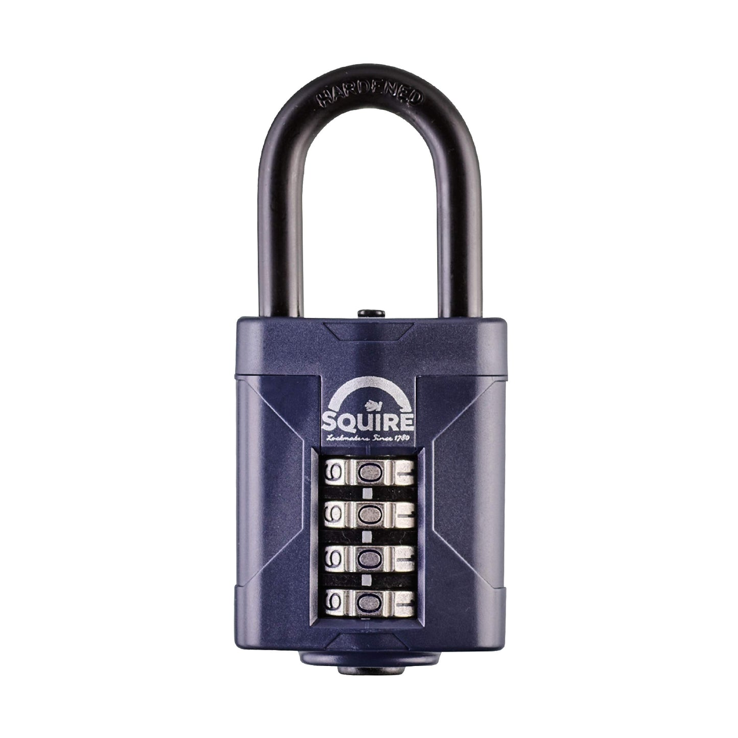 Squire Combination Padlock. Weatherproof Hardened Steel Shackle Recodable Padlock. (4 Wheel - 50mm Long Shackle (1.5"))"