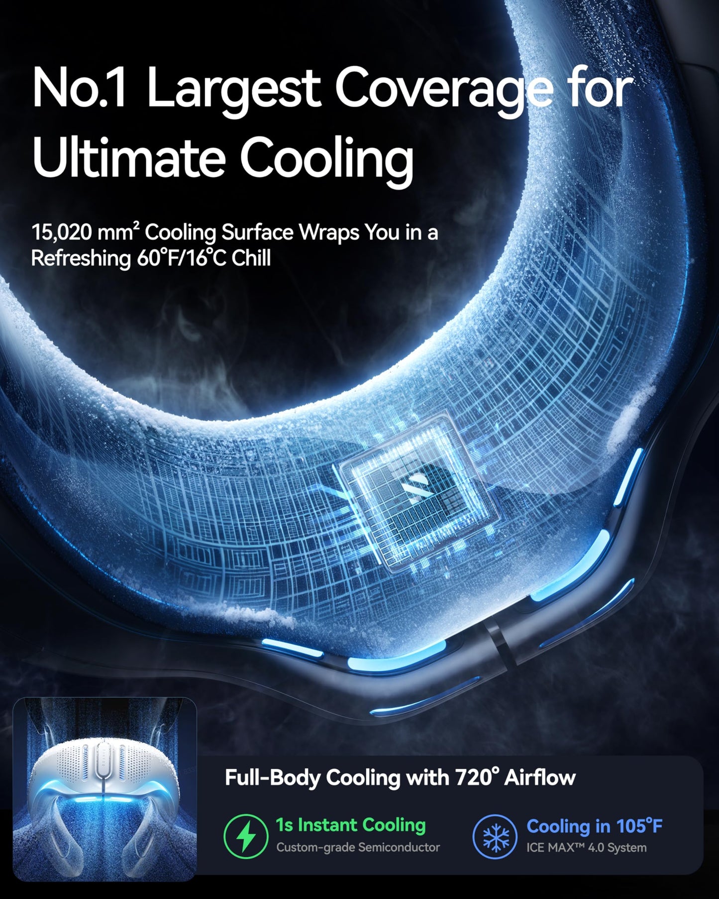 RANVOO AICE LITE Plus 2025 Max Cooling Airflow [No.1 Coolest & Most Durable] Neck Air Conditioner, Ultimate Immersive Personal AC 6,000 mAh Rechargeable Neck Fan Blow Cold Air, Gifts for Mom Dad, Blue
