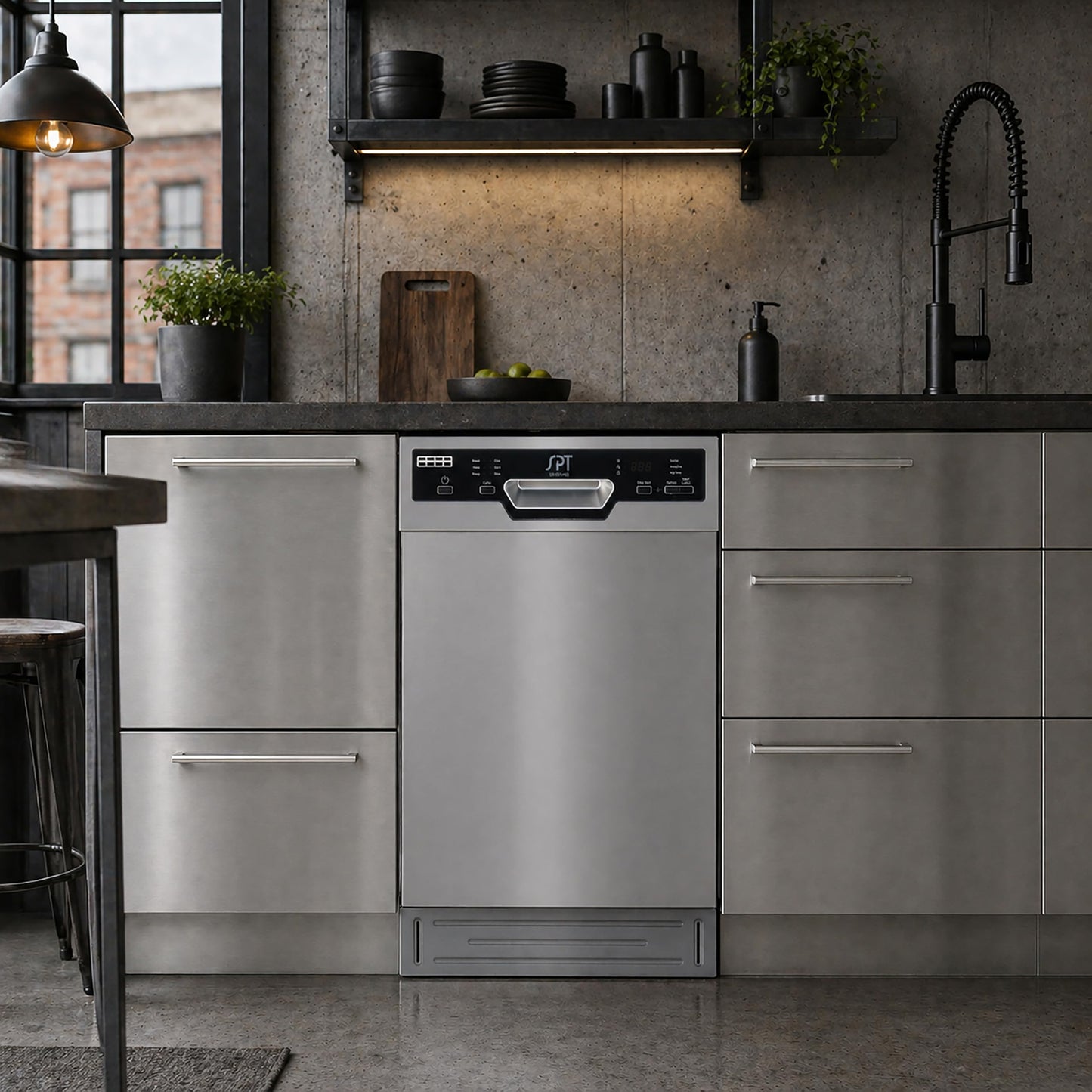 SPT SD-9254SSB 18″ Wide Built-In Stainless Steel Dishwasher w/Heated Drying, ENERGY STAR, 6 Wash Programs, 8 Place Settings and Stainless Steel Tub