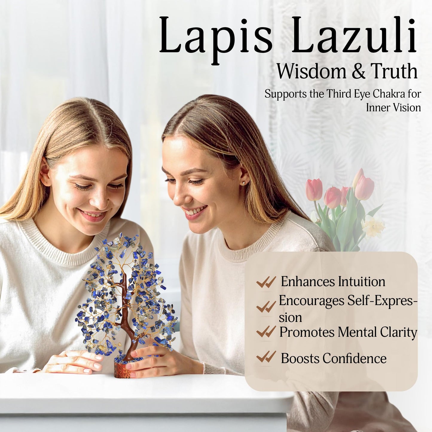 YATSKIA Lapis Lazuli Crystal Tree of Life - Healing Crystals and Stones - Crystals Decor - Crystal Gifts for Women - Good Luck Gifts