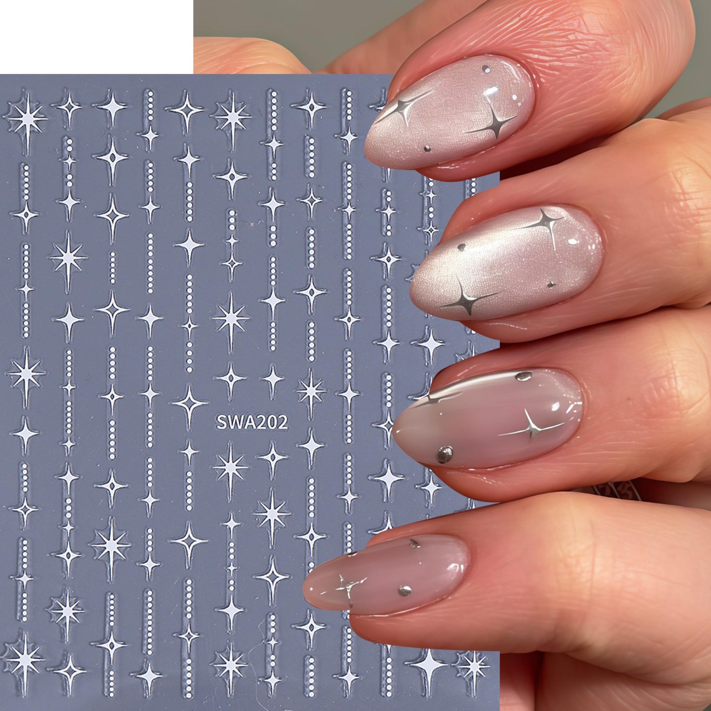 5 Sheets Stars Nail Art Stickers 3D Self Adhesive Shiny Stars Line Nail Decals White Silver Gold Black Star Nail Stickers for Nail Art Star Nail Design Nail Supplies for Women DIY Manicure Decorations