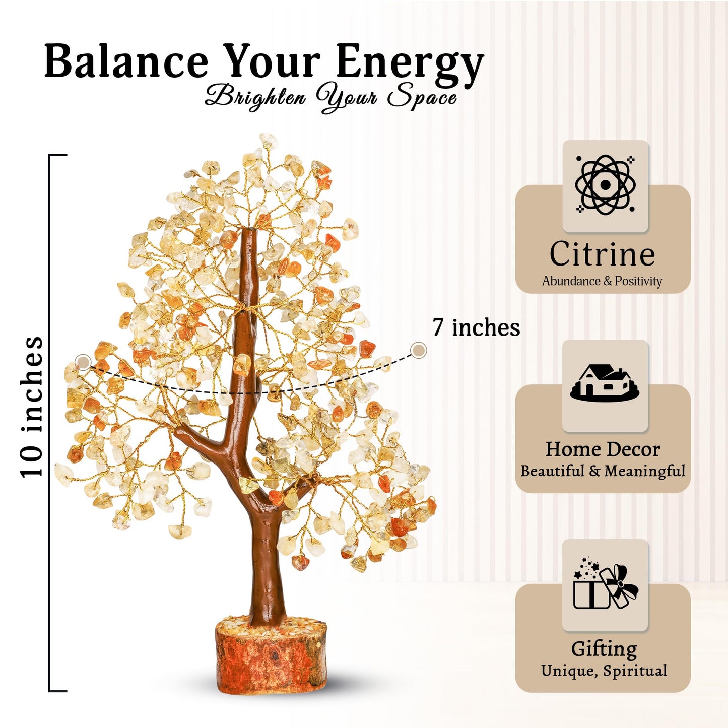 YATSKIA Citrine Crystal Tree of Life - Gemstone Tree - Citrine Crystal Stone Decor - Good Luck Gifts - Home Decor - Crystals Gifts