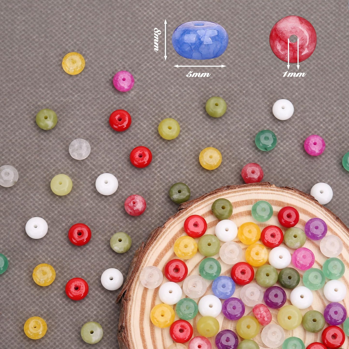 BONNY BOXX 1 Strand Natural 5 * 8mm Mulitcolor Rondelle Beads, Natural Abacus Disk Stone Beads Loose Spacer Gemstone for DIY Bracelet Necklace Jewelry Making
