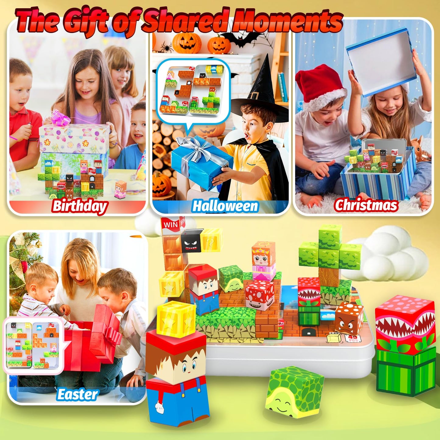 DANIUBE Mini Magnetic Blocks for Kids, 45PCS Travel Magnetic Block Cubes with Iron Box, Stacking Magnets Building Toys, Montessori Educational Construction Toys for Toddlers Gifts.