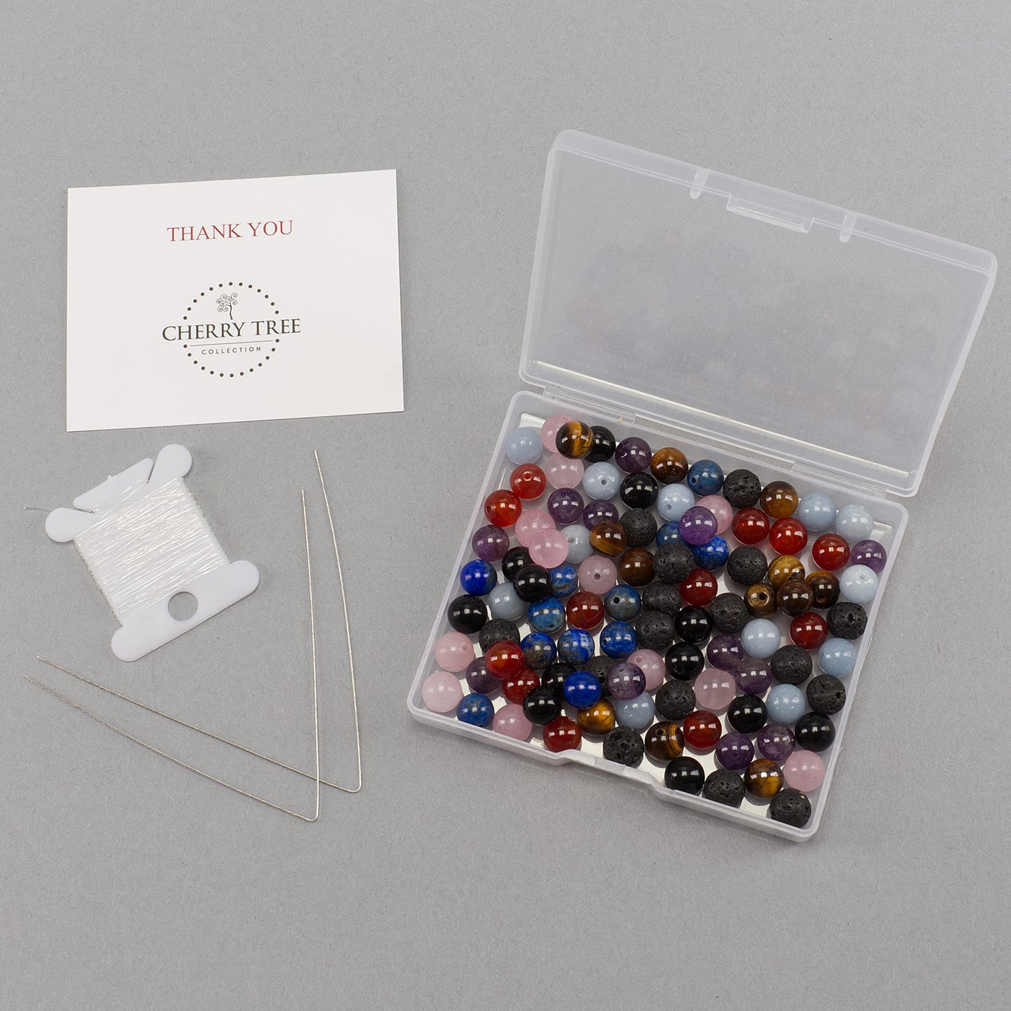 Cherry Tree Collection | 100PCS 8mm Chakra Gemstone Round Beads for Jewelry Making | Includes Storage Box, Elastic String, and Needles