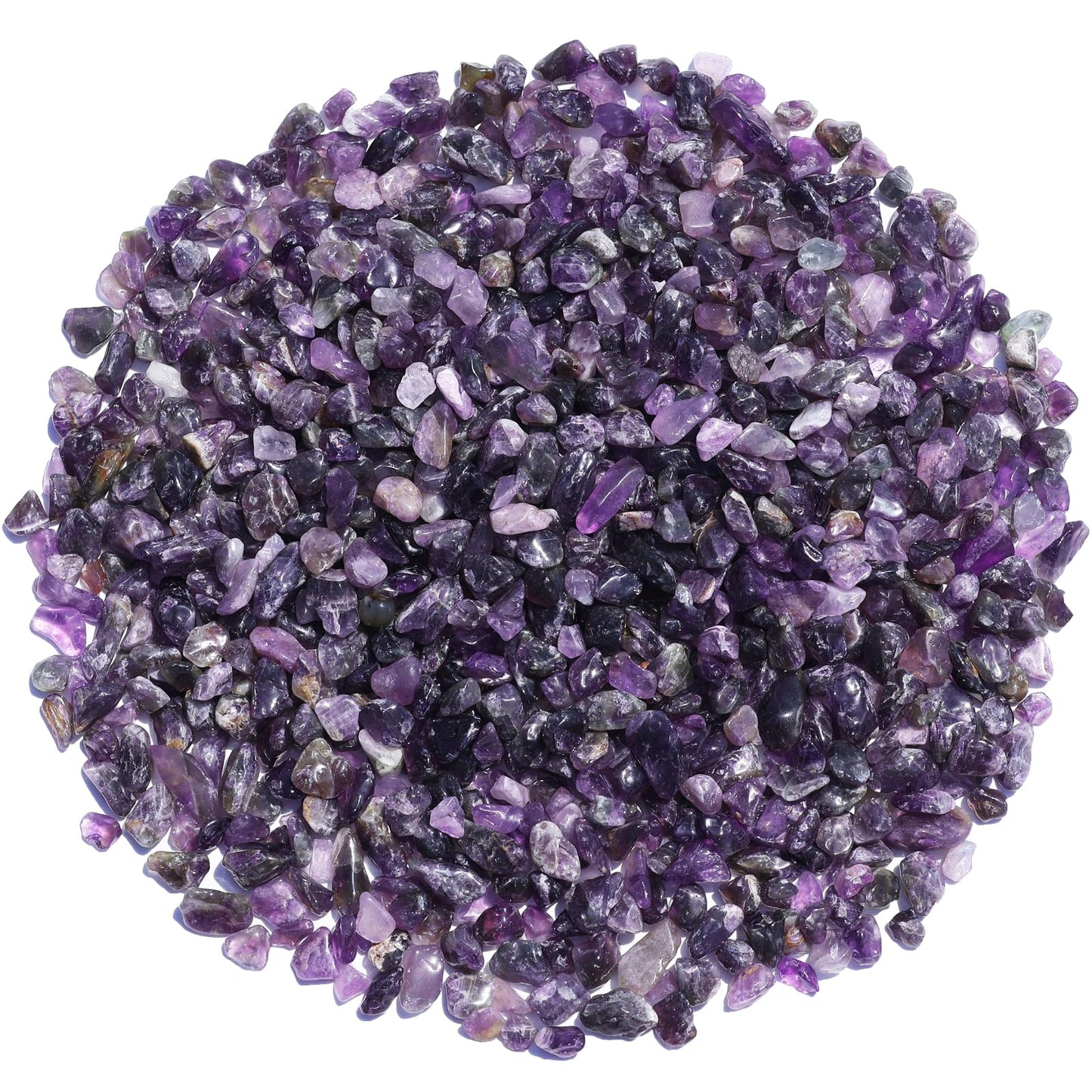 QYGL Polished Gem Stones Rocks – 0.9LB Natural Amethyst Crystal Chips Bulk, Tumbled Gemstones for Healing, Fish Tank Gravel, Vase Filler, DIY Crafts, Plant Pots & Home Decor