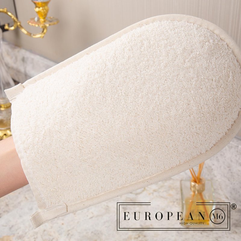 European M6 Loofah Exfoliating Body Scrubber Mitt – Dual-Sided Natural Egyptian Luffa Glove for Shower & Bath | Large Size Organic Loofah Sponge for Deep Body Cleansing | for Women & Men
