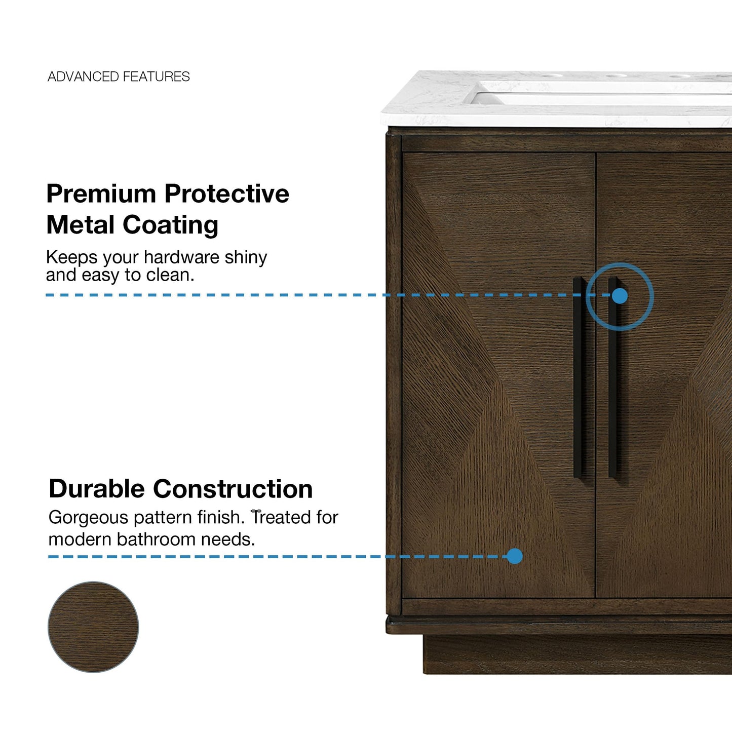 OVE Decors Hale 60 in. Double Sink Freestanding Aged Sweet Oak Bathroom Vanity with Engineered Marble Top