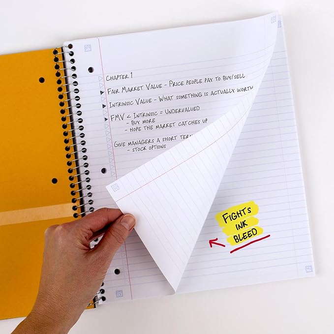 Five Star Spiral Notebook + Study App, 5 Subject, College Ruled Paper, 8-1/2" x 11", 200 Sheets, Fights Ink Bleed, Water Resistant Cover, Pacific Blue (73635)
