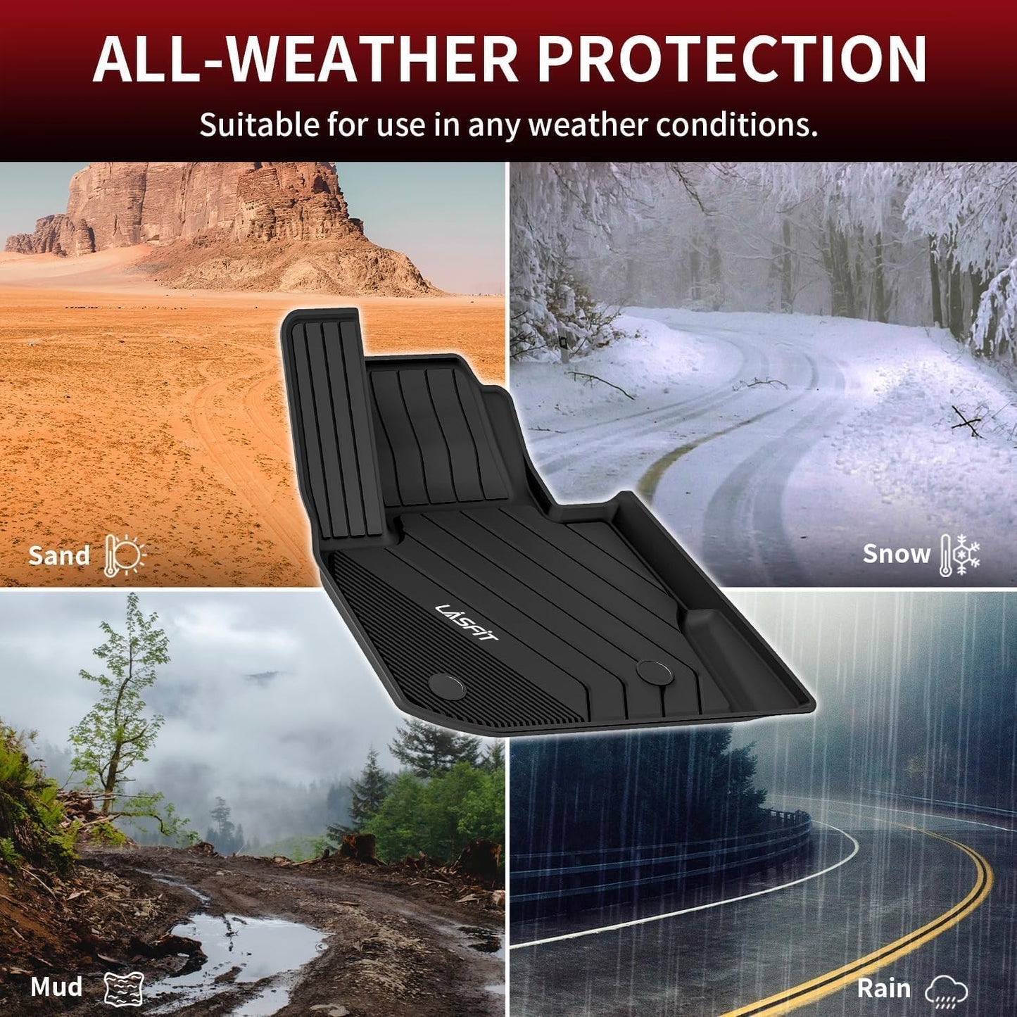 LASFIT 2018-2024 BMW X3 Floor Mats & Trunk Mat, Custom Fit TPE All Weather Car Liners Full Set for x3 30i/M/M40i/M Competition Accessories, Waterproof & Anti-Slip (Don't Fit X3 30e)