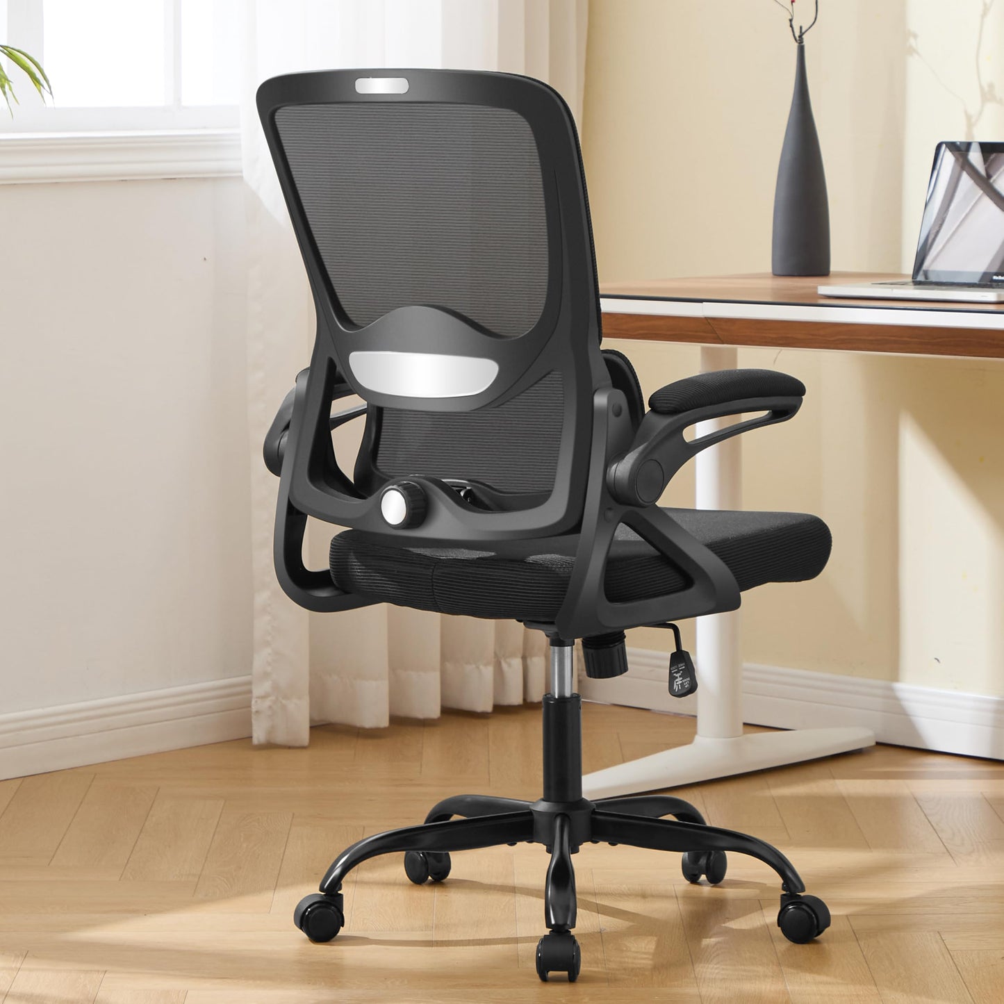 Nexthro Ergonomic Office Chair,Mesh Office Chair with Lumbar Support,Mid Back Desk Chair with Flip-up Arms,400 lbs Comfy Computer Chair for Home Office