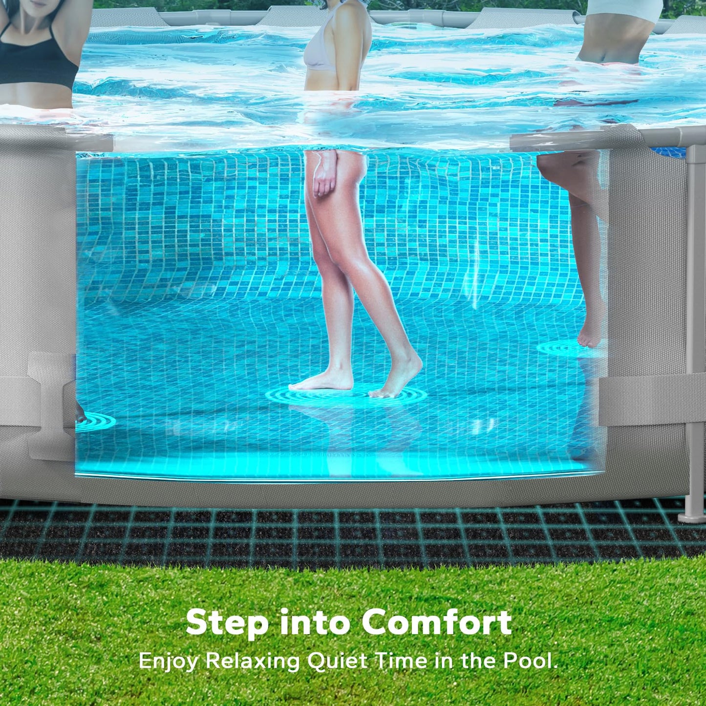 POOLHACKER 18 ft Pool Liner Pad, [2026 New Pool Pad 9.4 oz/yd² Heavy-Duty] Round Pool Liner Pad for Above Ground Swimming Pools, Prevents Punctures, Effortless to Install, Eco-Friendly Padding
