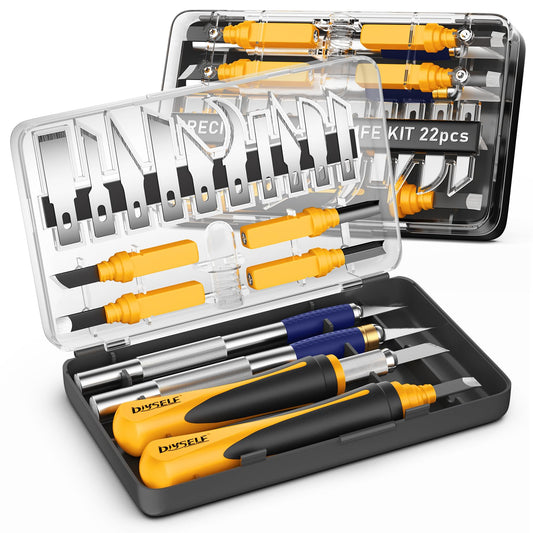 DIYSELF 16-Piece Craft Knife Set, Exacto Knife Set, 3-Piece Hobby Knife with 10-Piece Exacto Knife Blades, Precision Art Knife for Pumpkin Carving, Modeling, Exactly Knife, Pumpkin Carving Tools