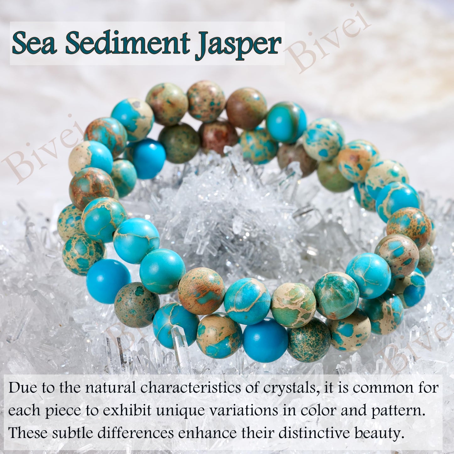 Sea Sediment Jasper - Serenity - 8mm Beaded Bracelets for Women Handmade Semi Precious Natural Stone Stretch Elastic Jewelry Yoga Protection Gifts