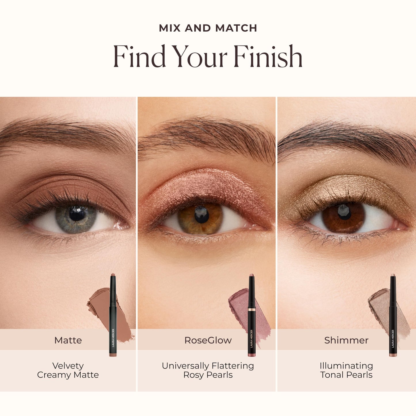 Laura Mercier Caviar Stick Cream Eyeshadow: Matte Finish, 24HR Wear, Long Lasting, Rich Color, Easily Blendable and Buildable, Waterproof, Hyaluronic Acid Infused, Eyeshadow Stick Set, Dune