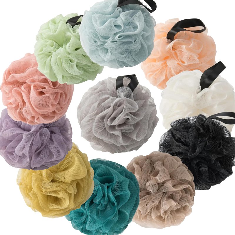 Loofah Sponges for Shower,Exfoliating Cleaning Bath Loofa Body Scrubber Balls for Women Men Washing,Vibrant Mix 4 Pack - Blue, Orange, Purple & Pink