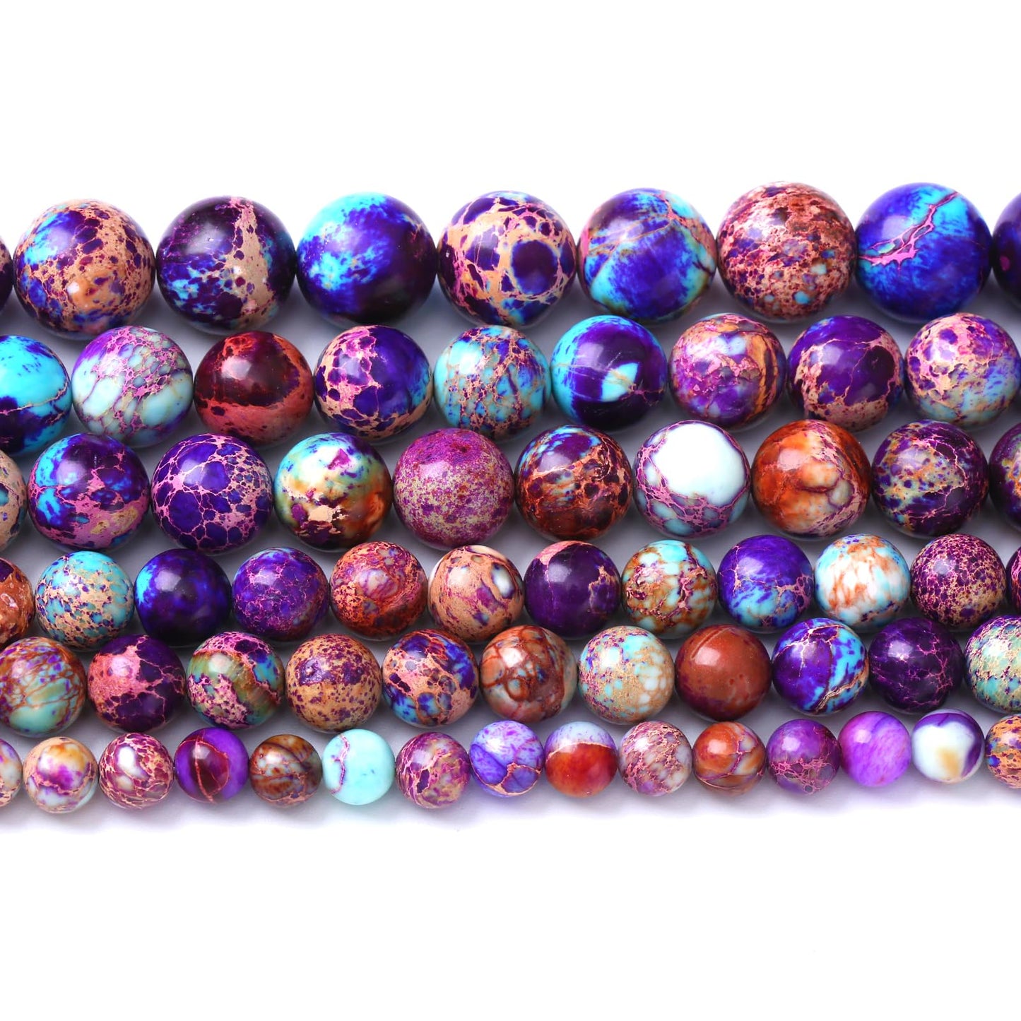 60PCS 6mm Natural Galaxy Sea Sediment Jasper Beads Gemstone Round Loose Spacer Stone Beads for Jewelry Making DIY Bracelet Necklace 15 Inch