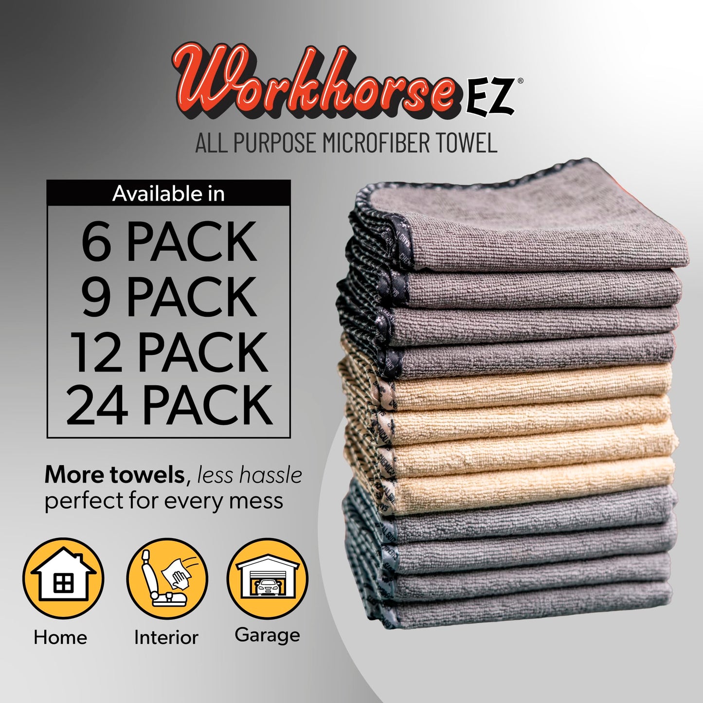Chemical Guys AllSwipe Multi-Purpose Microfiber Towels for Cars, Microfiber Cleaning Cloth Multi Color Drying Towels Car Detailing for Wash Interior and Glass, 14 x 12 Inch - 6 Pack