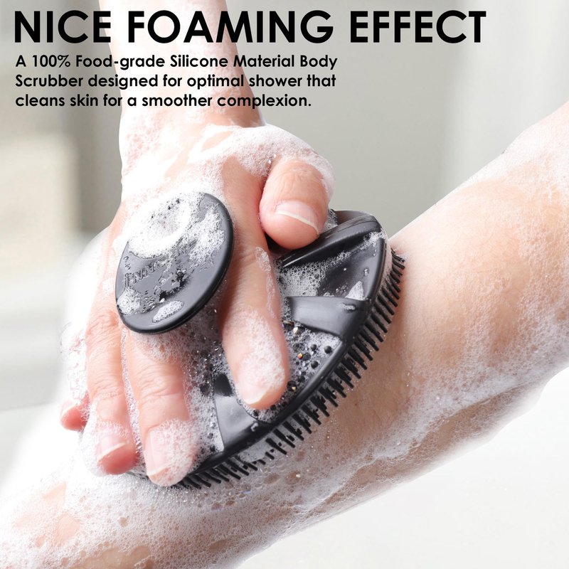 INNERNEED Food-Grade Soft Silicone Body Scrubber Shower Brush Handheld Cleansing Skin Brush, Gentle Exfoliating and Lather Well (Pack of 3)