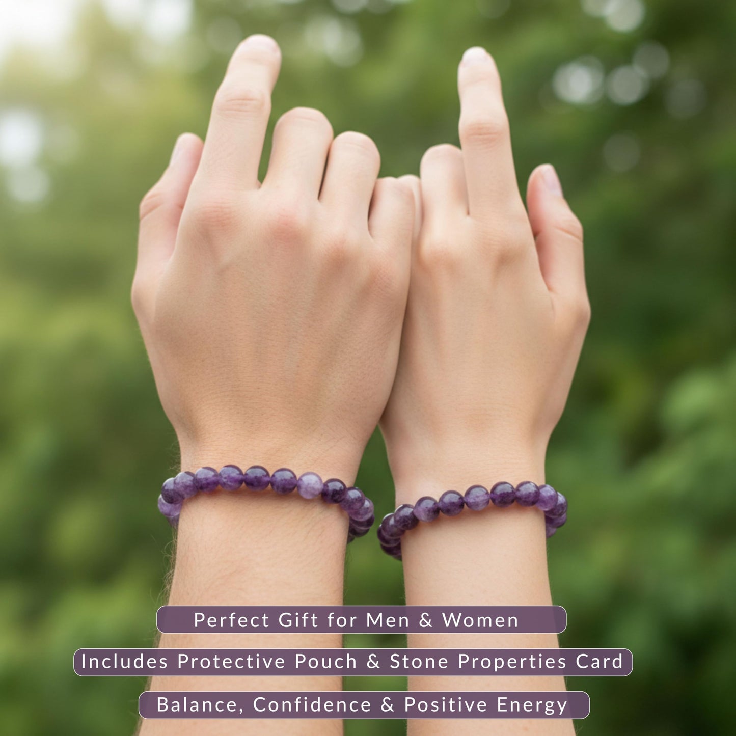 Cherry Tree Collection Dogtooth Amethyst Beaded Bracelet – Genuine 8mm Gemstone Stretch Bracelet for Men & Women – Handmade Crystal Bracelet - (Dogtooth Amethyst - S)