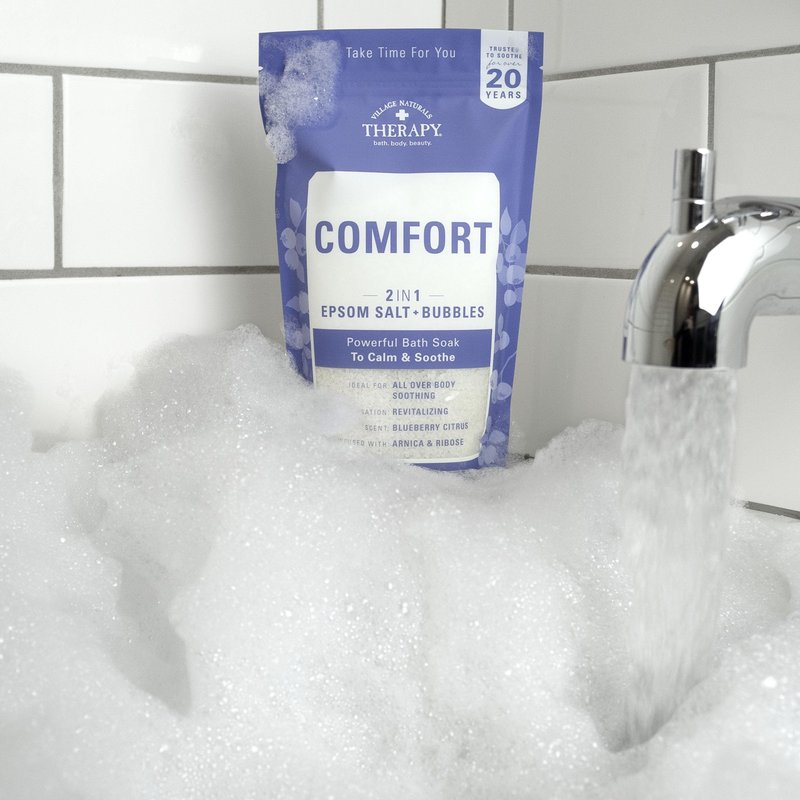 Village Naturals Therapy Comfort Foaming Bath Soak, Blueberry Citrus Scent, 36 oz, Pack of 2