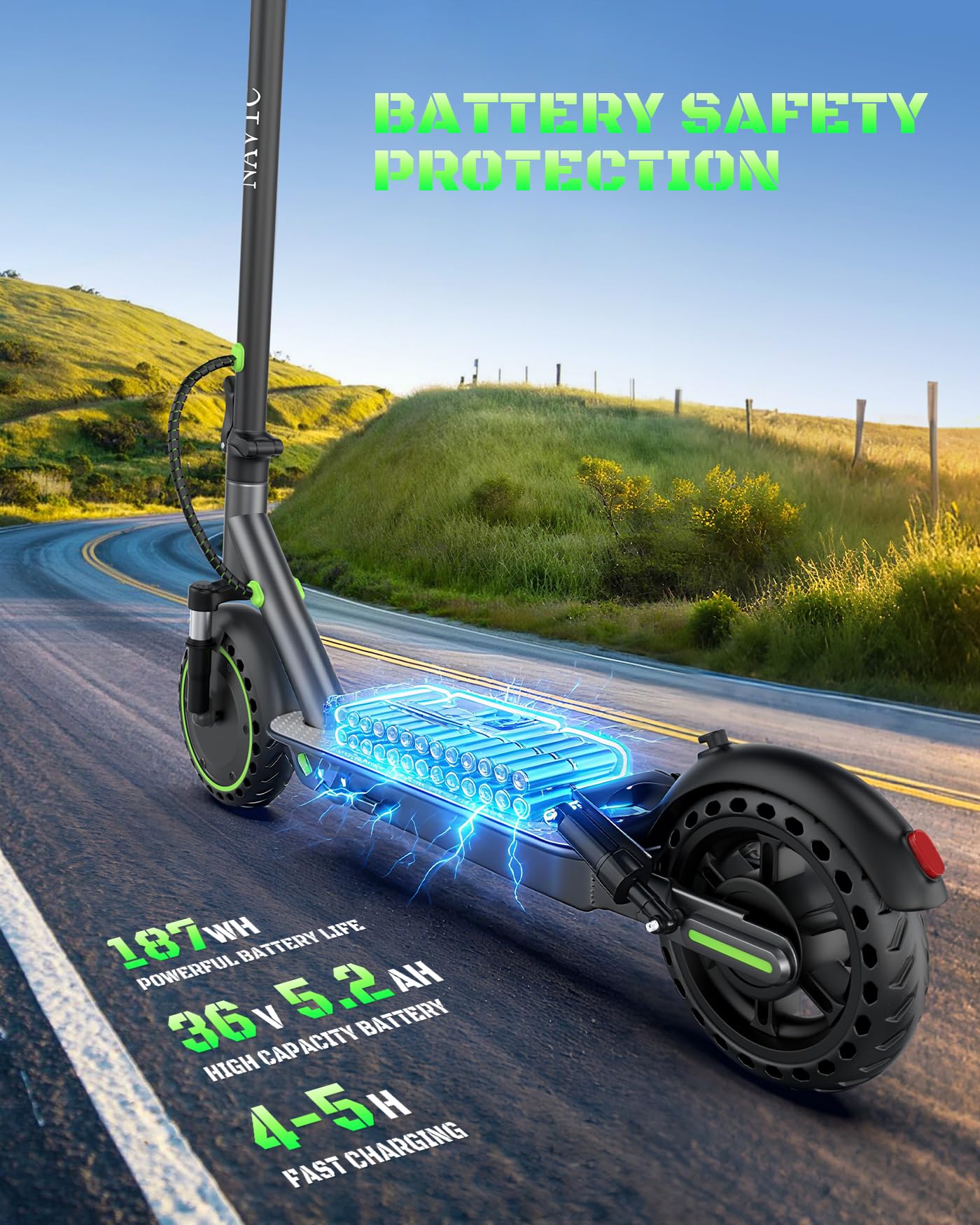 NAVIC Electric Scooter with Dual Suspension, 8.5" Tires, 350W Motor, 19 Mph, Max 18 Miles Range, Foldable E Scooter for Adults with Braking, App Control