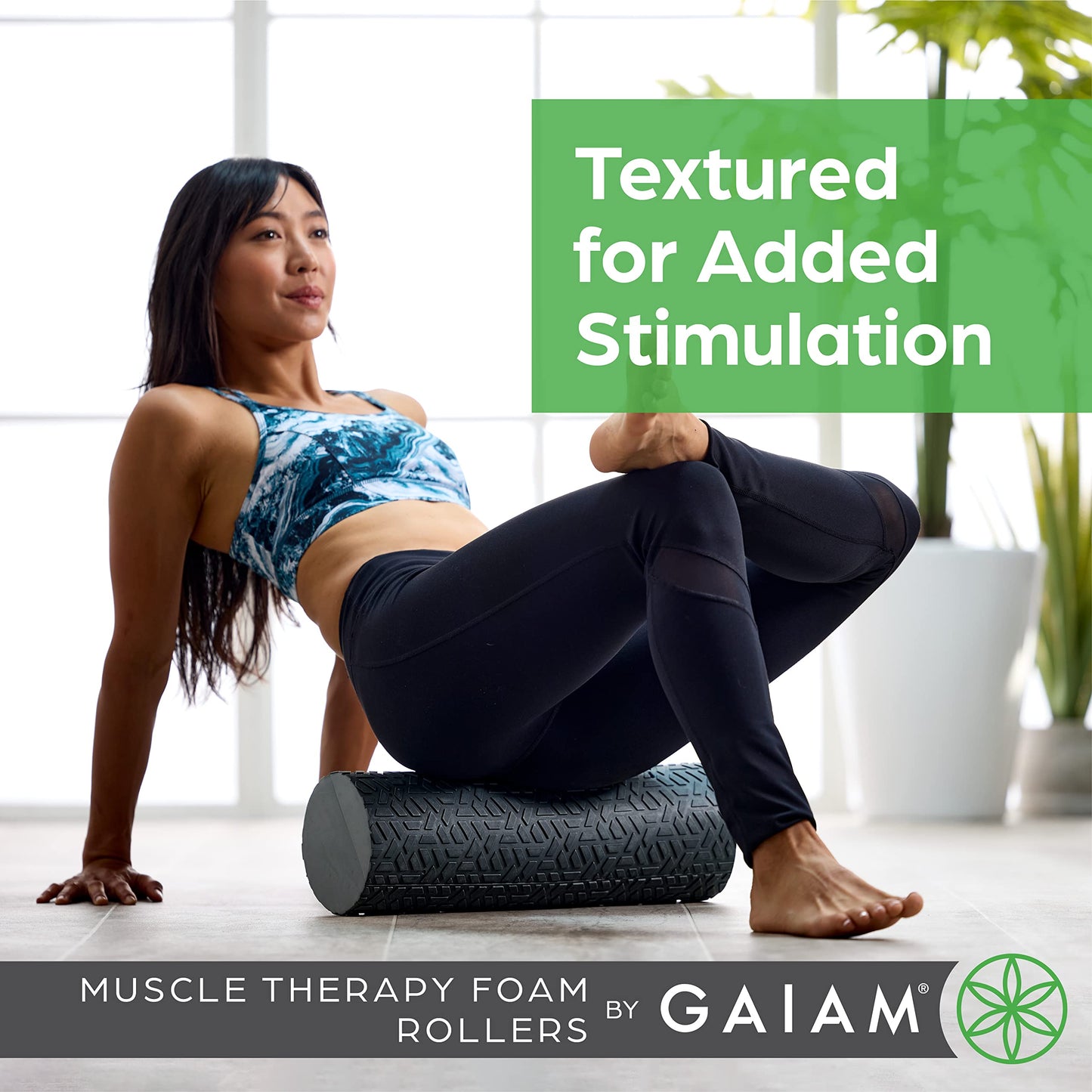 Gaiam Restore Marbled Foam Roller for Muscle Massage - 18" Muscle Massager for Stimulation - Total Body Pain Relief, Back, Neck, Foot, Calf, Leg, Arm - Deep Tissue Massager for Sore Muscles - Purple