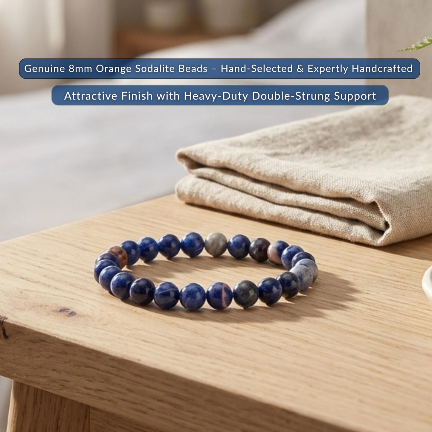Cherry Tree Collection Orange Sodalite Beaded Bracelet – Genuine 8mm Gemstone Stretch Bracelet for Men & Women – Handmade Crystal Bracelet - (Orange Sodalite - S)