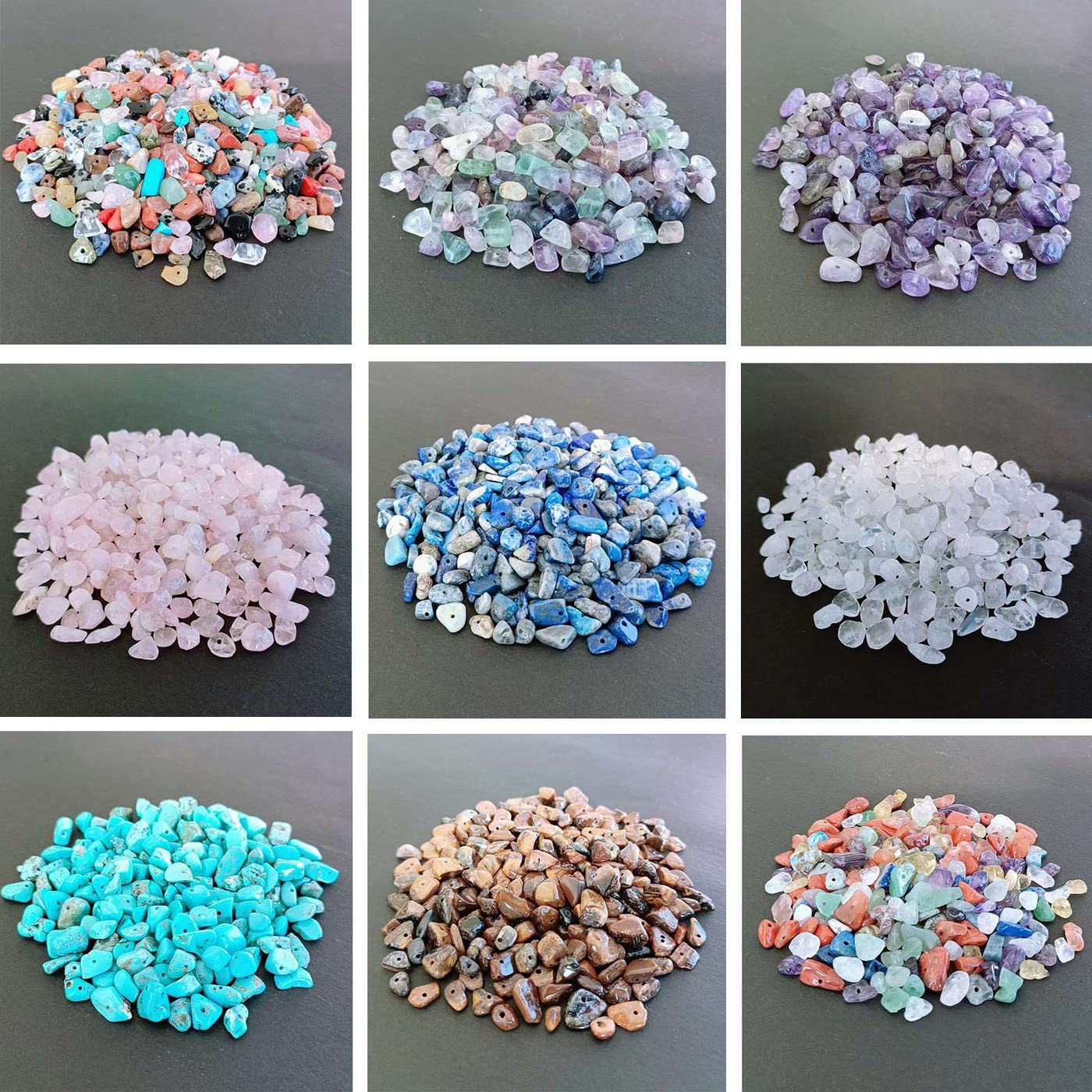 LAIDANLA Clear Quartz 400pcs Natural Chip Stone Beads 5-8mm Healing Crystal Irregular Gemstones Drilled DIY Loose Rocks Bead Crystal for Bracelet Earrings Necklace Jewelry Making Crafting
