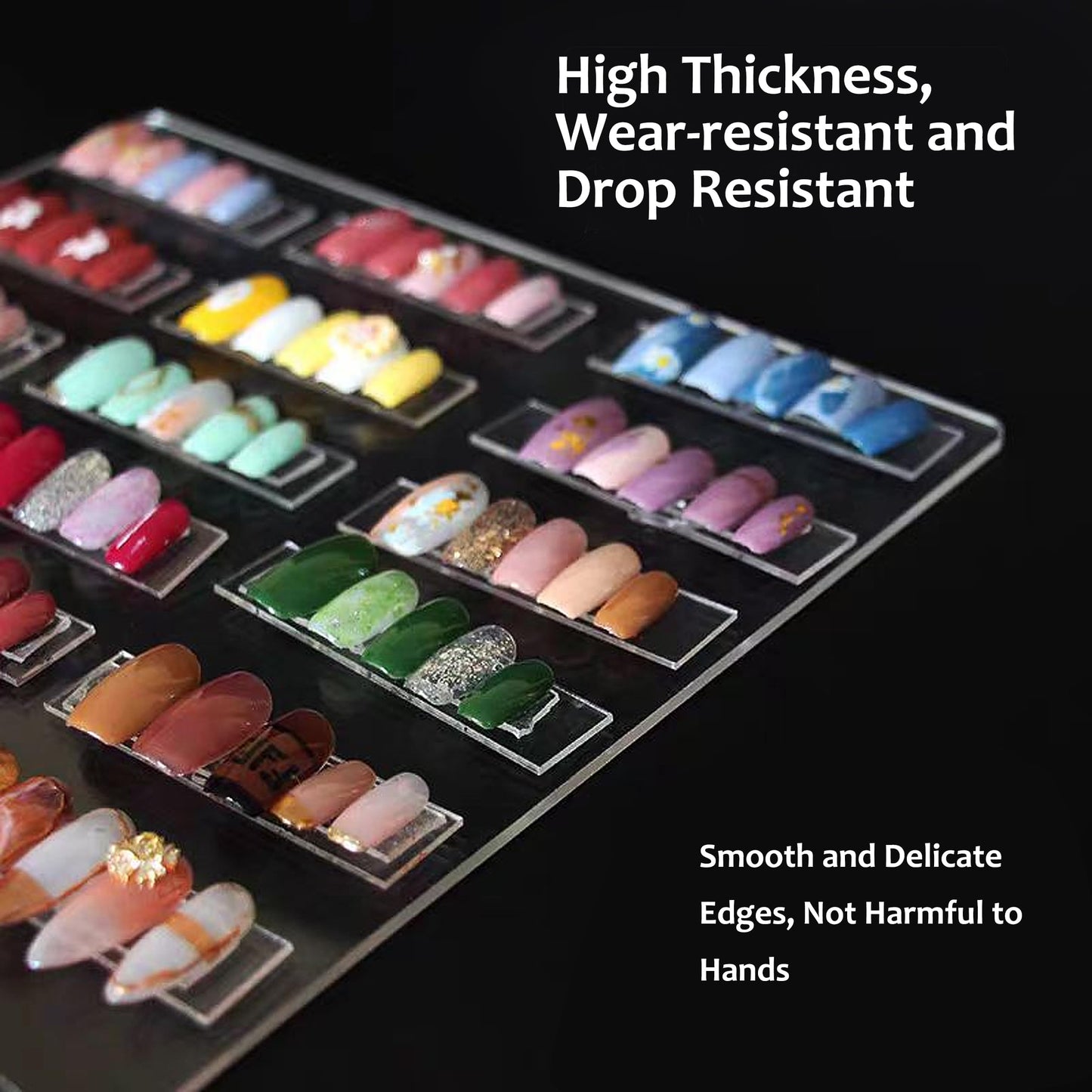 Nail Art Display Board, Acrylic False Nail Tips Sample Display Nails Colors Sample Display Stand with 50pcs Small Display tips and double side tape for Salon Nails Art Practice (Extra Large)