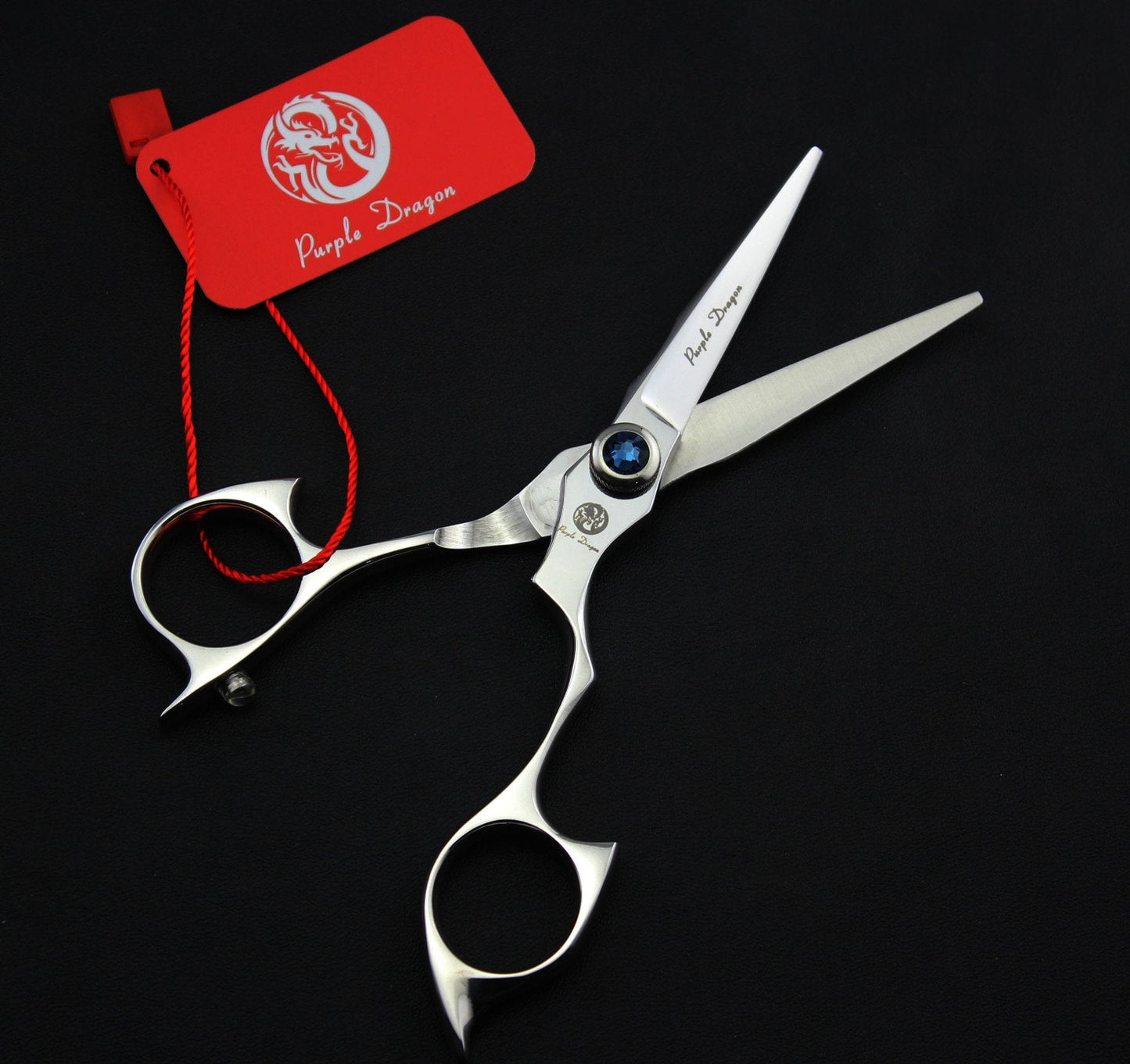 Purple Dragon 5.0 inch 440C Sliver Salon Hair Cutting Scissors Barber Shears with Bag- Perfect for Professional Hairdresser