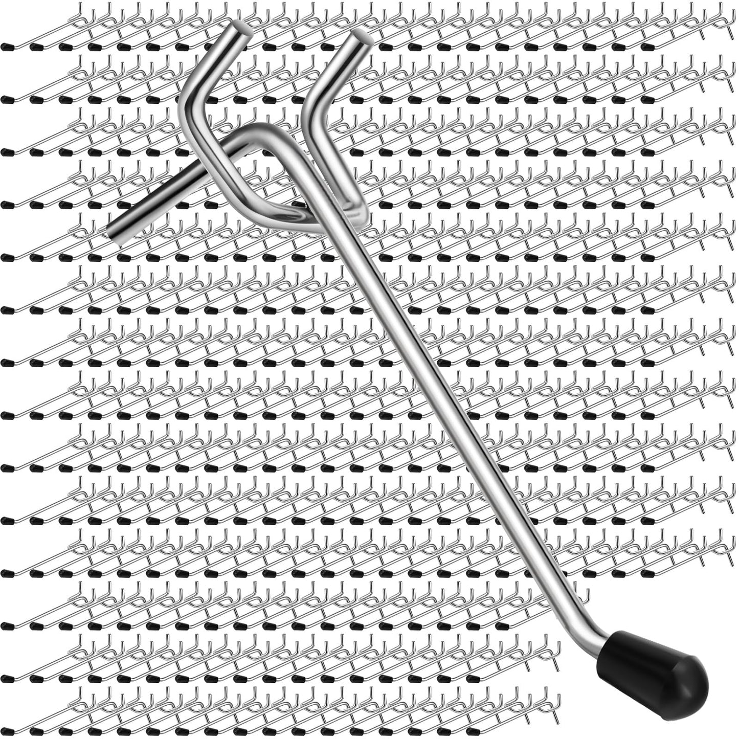 Tatuo 200 Pcs Pegboard Hooks Galvanized Metal Pegs with Rubber Tip Fit 1/4" 1/8"" for Garage Store Wall Tool Organization Display(4 Inch)"