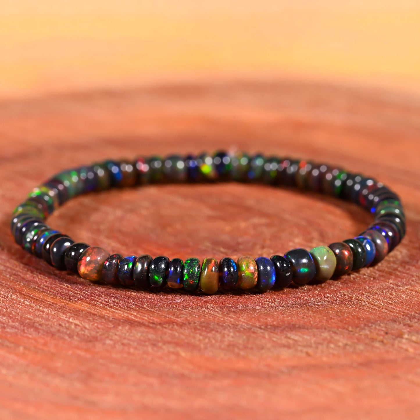 GEMS OF BAY Opal Bracelet (6 Inches, Black)