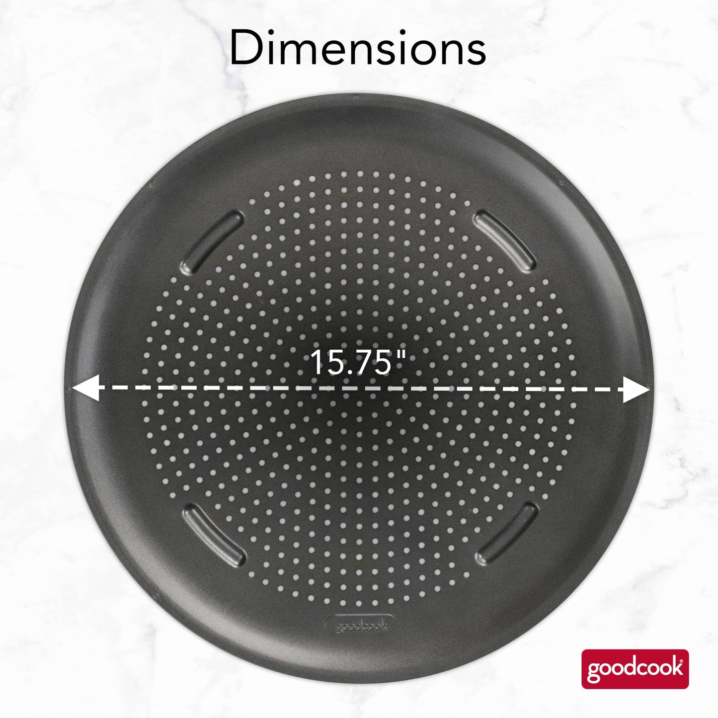 GoodCook AirPerfect Nonstick 16” Pizza Pan – Pizza Tray for Oven, Perforated Round Pizza Pan, Carbon Steel Baking Pan, Homemade, Frozen & Leftover Slices