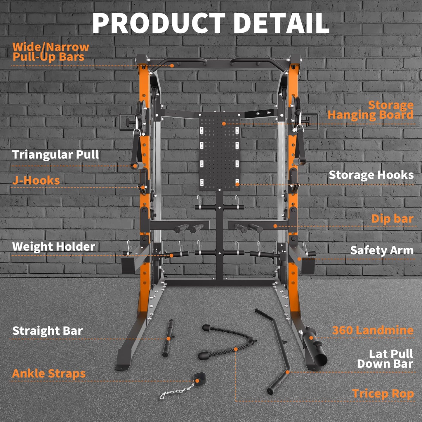 GarveeLife Power Cage, 2000 LB Squat Rack with Dual Pulley Cable Crossover, Multi-Function Home Gym Power Rack with Attachments, Full Body Strength Training Equipment for Home