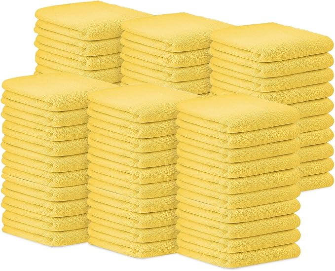 Avalon Towels Bar Towels (Pack of 60) Size 14x17 Inches â 100% Cotton, Absorbent and Reusable Cleaning Rags, Multipurpose Cleaning Towels, Terry Cloth Rags, Durable Shop Rags (Yellow)