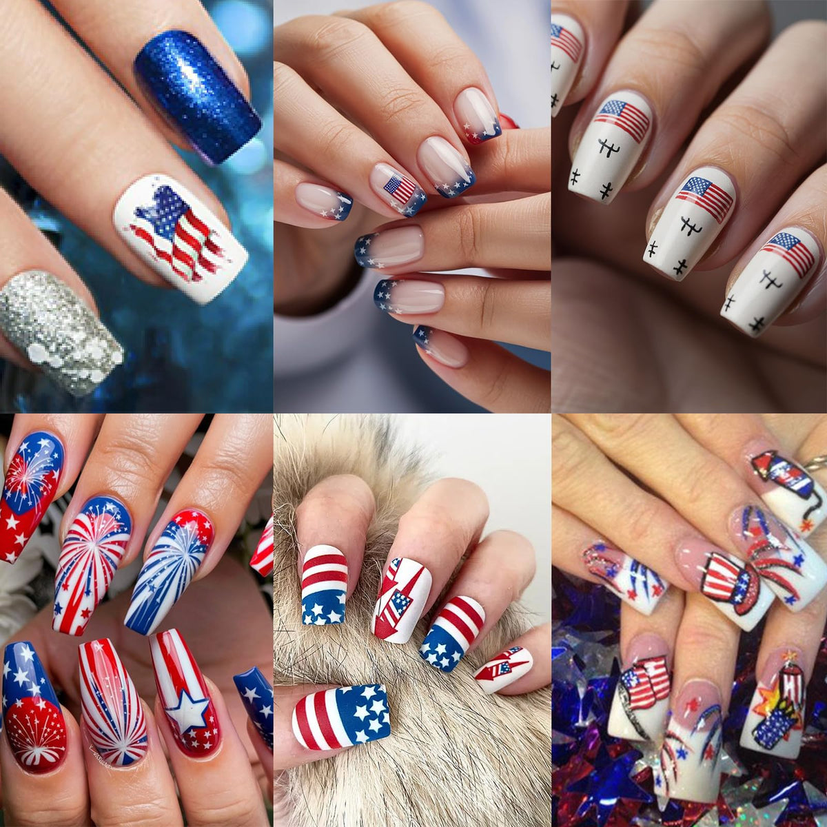 8 Sheets July 4th Nail Art Stickers Independence Day American Flag 3D Self-Adhesive Patriotic Eagle Star Memorial Day Nail Supplies Women DIY Nail Decorations