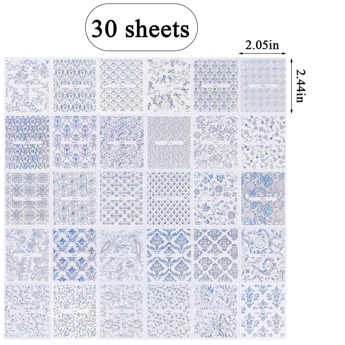 WEIXIWUYU Laser Silver Hollow Retro Floral Vine Nail Art Stickers Laser Silver Lace Design Nail Supplies 3D Self-Adhesive Nail Stickers for Women Girls DIY Manicure Slider Decorations 30 Sheets