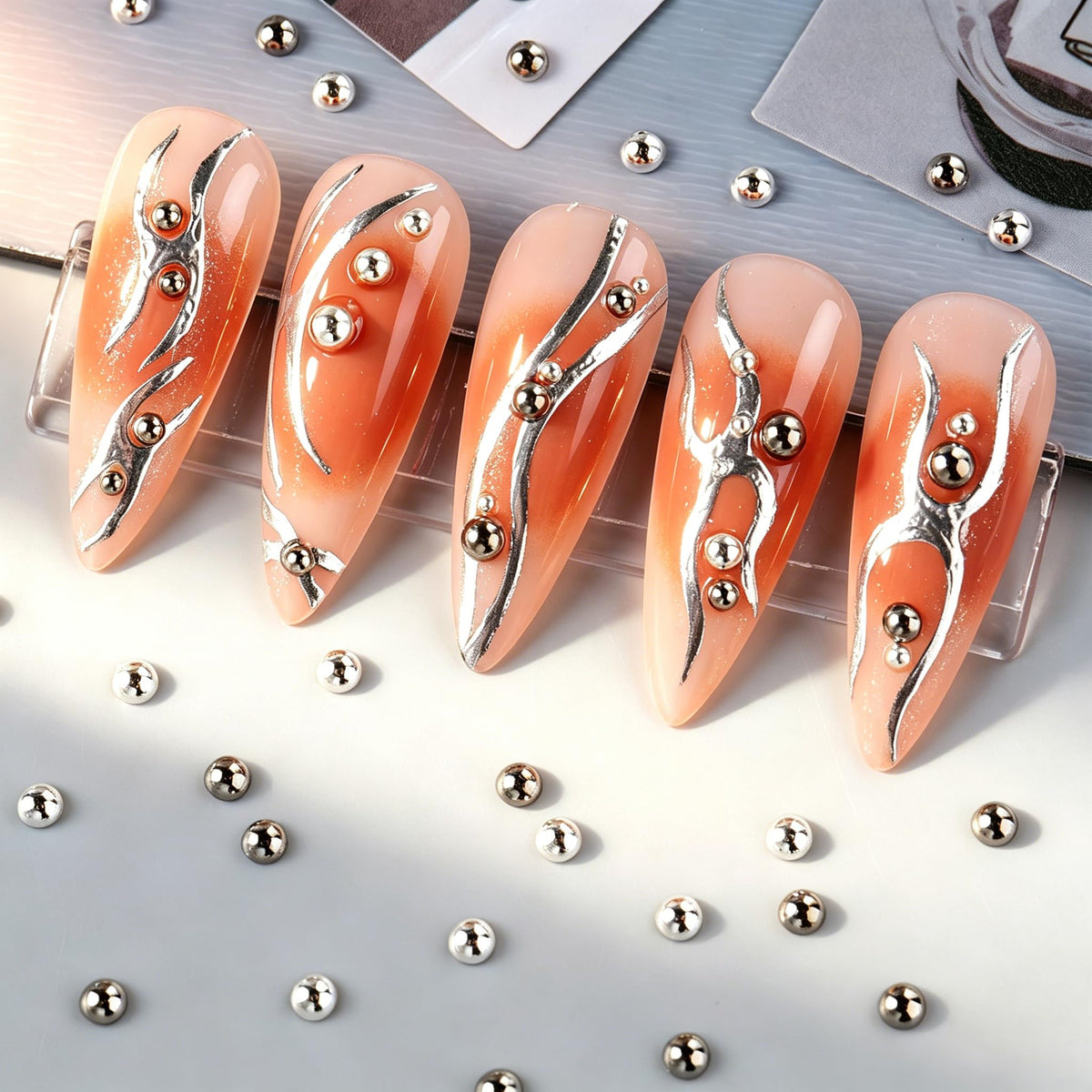 3D Metal Punk Bullet Nail Art Rivet Silver Black Nail Charm Alloy Gothic Stars Studs Spikes Beads Steel Balls Rock Mini Flat Back Y2K Nail Art Studs Nail Gems Nail Supplies Decoration