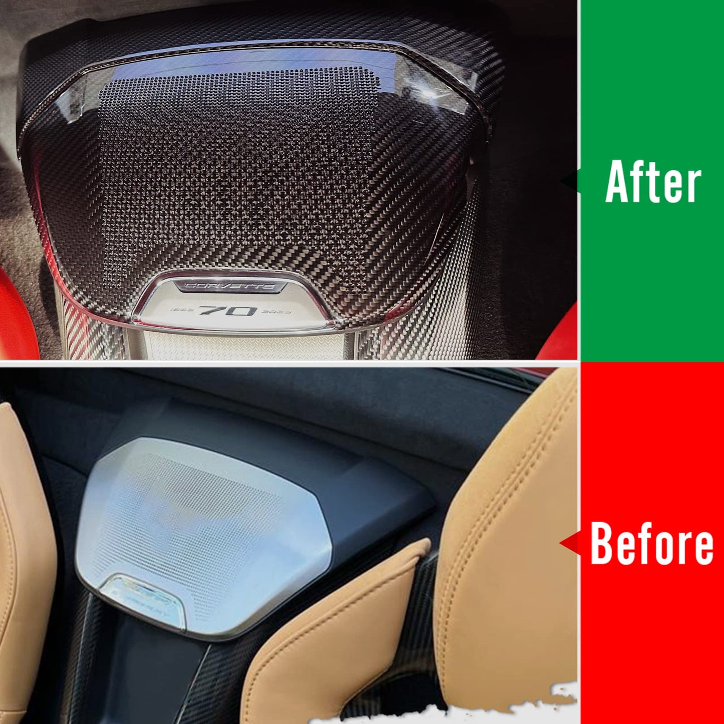 Yipmotiv Car Genuine Carbon Fiber Sound Speaker Cover for Corvette C8 Stingray Z06 Z51 E-Ray HTC Coupe 2020 2021 2022 2023 2024 2025 2026, Interior Phone Charger Waterfall Upper Trim